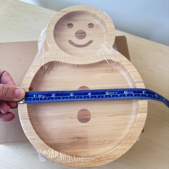 Eco-Friendly Bamboo Snowman Bowl Set of 3 Christmas Holiday Serving Platters - Picture 8 of 9